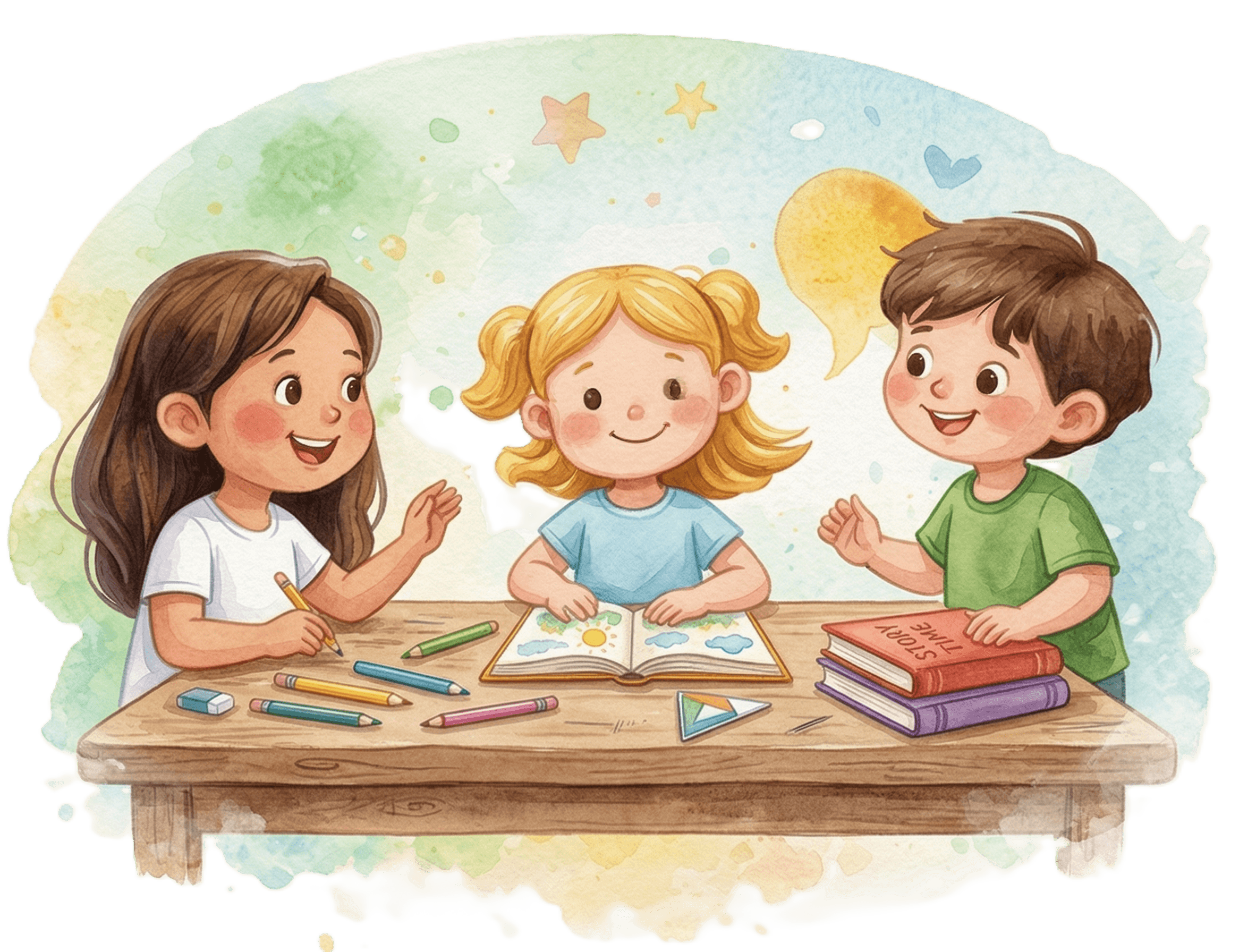 Niñas y niños en espacios de la Escuela Matices.